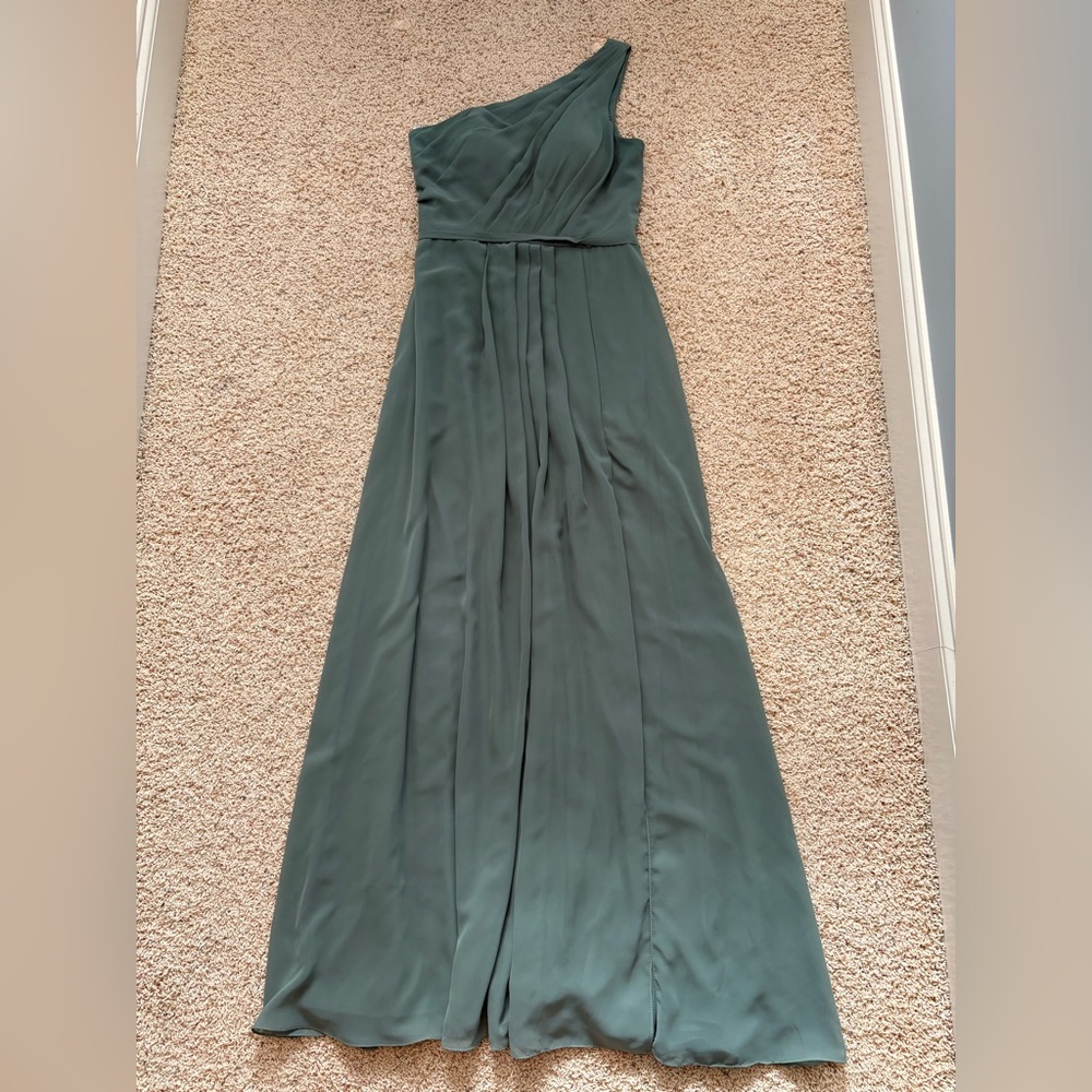 Moss Sage Green One Shoulder Bridesmaid dress size 8
